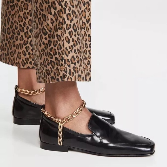 By Far Nick Chain Anklet Patent Leather Loafers size 37 missing chains - Picture 1 of 13